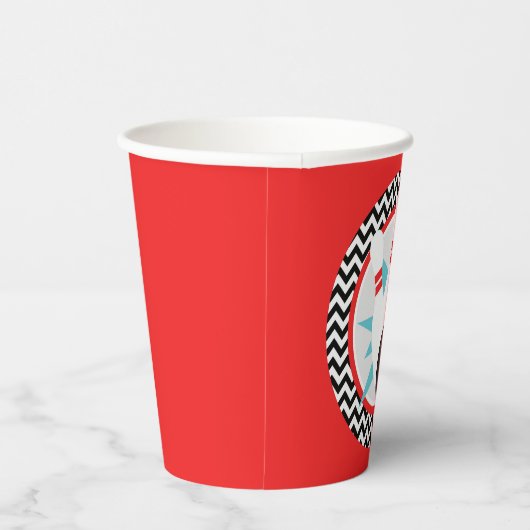 Red Retro Zickzack Bowling Paper Cups Pappbecher (Rechts)