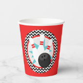 Red Retro Zickzack Bowling Paper Cups Pappbecher (Vorderseite)