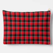 Red Ribbon and Heavy Metal Black Plaid Zubehörtasche (Rückseite)
