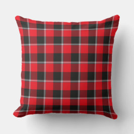 Red Ribbon and Heavy Metal Plaid Black Kissen