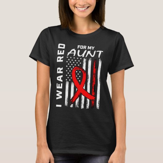 Red Ribbon Aunt Heart Disease Awareness American F T-Shirt (Vorderseite)