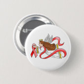 "Red Ribbon" Awareness Engel Button (Vorne & Hinten)