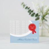 Red Ribbon Blue Abschluss Einladung (Stehend Vorderseite)