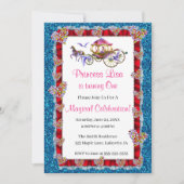 Red Ribbon Blue Glitzer Royal Princess Birthday Einladung (Vorderseite)