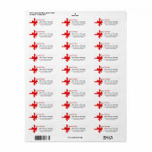 Red ribbon bow Happy Holidays address label (Vorne)