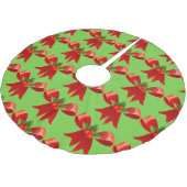 Red Ribbon Bow Holly Thunder_Cove Green Polyester Weihnachtsbaumdecke (Schrägansicht)