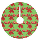 Red Ribbon Bow Holly Thunder_Cove Green Polyester Weihnachtsbaumdecke (Vorderseite)