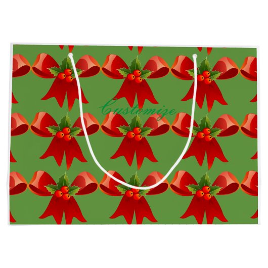 Red Ribbon Bow Holly Thunder_Cove Große Geschenktüte (Rückseite)