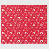 Red Ribbon Bow Pattern Christmas Geschenkpapier (Flach)
