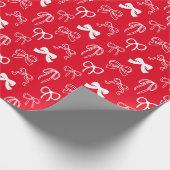 Red Ribbon Bow Pattern Christmas Geschenkpapier (Ecke)