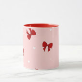 Red Ribbon Bow Pattern | Sweet Pastel Pink Cute Tasse (Zentrum)