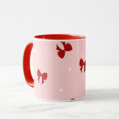 Red Ribbon Bow Pattern | Sweet Pastel Pink Cute Tasse (Vorderseite Links)