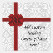 Red Ribbon Bow Quadratischer Aufkleber (Vorderseite)