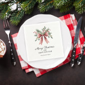 Red Ribbon Bow Watercolor Einfache Weihnachtsfeier Serviette