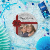 Red Ribbon Bow Weihnachts-Foto Pappteller (Party)