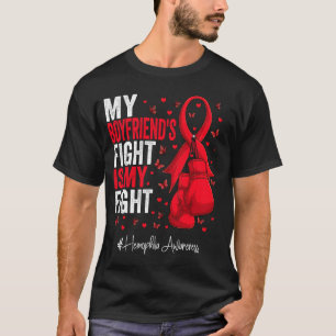 Red Ribbon Boyfriend Hemophilie Bewusstsein T-Shirt