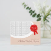 Red Ribbon Brown Abschluss Einladung (Stehend Vorderseite)