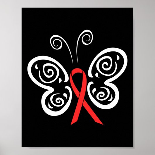 Red Ribbon Butterfly Blutkrebs HIV AIDS Awarene Poster (Vorne)
