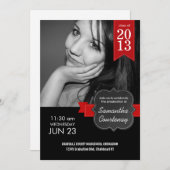 Red Ribbon Chalkboard Klasse von 2013 Big Foto Gra Einladung (Vorne/Hinten)
