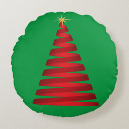 RED RIBBON CHRISTMAS TREM RUNDES KISSEN