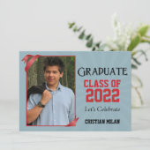 Red Ribbon Class of Abschluss Einladung (Stehend Vorderseite)