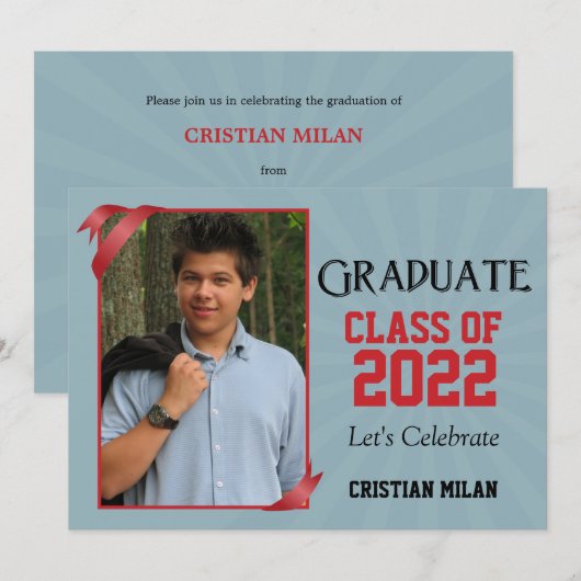 Red Ribbon Class of Abschluss Einladung (Vorne/Hinten)