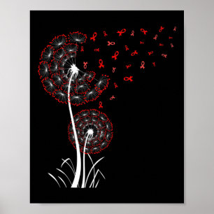 Red Ribbon Dandelion Herzerkrankung Blutzenkrebs A Poster