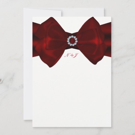 Red Ribbon & Diamonds Bling Elegante Einladungen (Rückseite)