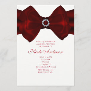 Red Ribbon & Diamonds Bling Elegante Einladungen