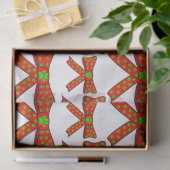 Red Ribbon Dog Paw Prints In Green Christmas Seidenpapier (Geschenk)