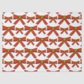 Red Ribbon Dog Paw Prints In Green Christmas Seidenpapier (Vorderseite)