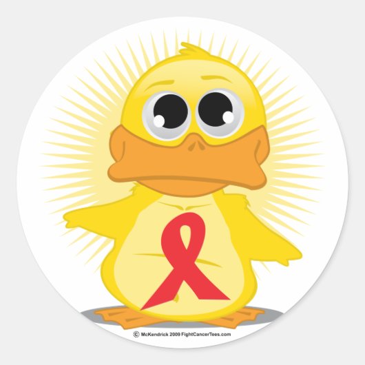 Red Ribbon Duck Runder Aufkleber (Vorderseite)