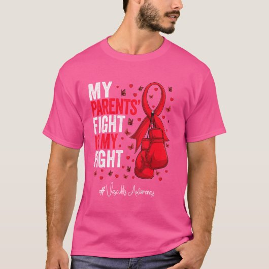 Red Ribbon Eltern Vasculitis Bewusstsein T-Shirt (Vorderseite)