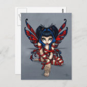 "Red Ribbon Fairy" Postkarte (Vorne/Hinten)