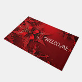 Red Ribbon Floral Holiday Weihnachten Doormat Fußmatte (Schrägansicht)