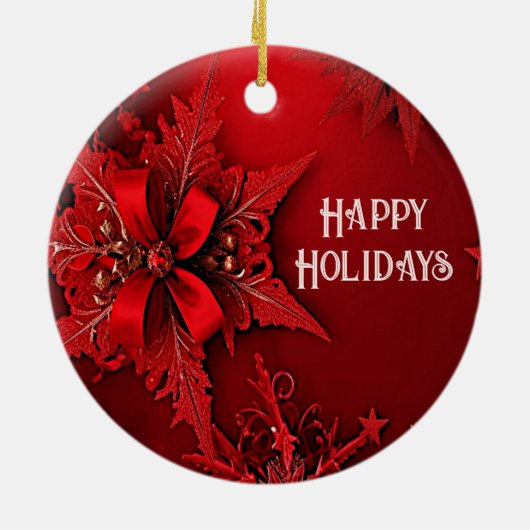 Red Ribbon Floral Holiday Weihnachtsschmuck (Hinten)