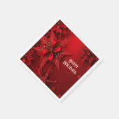 Red Ribbon Floral Holiday Weihnachtszeitung Serviette (Ecke)