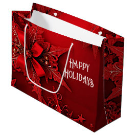 Red Ribbon Floral Weihnachtsgeschenk Tasche Große Geschenktüte