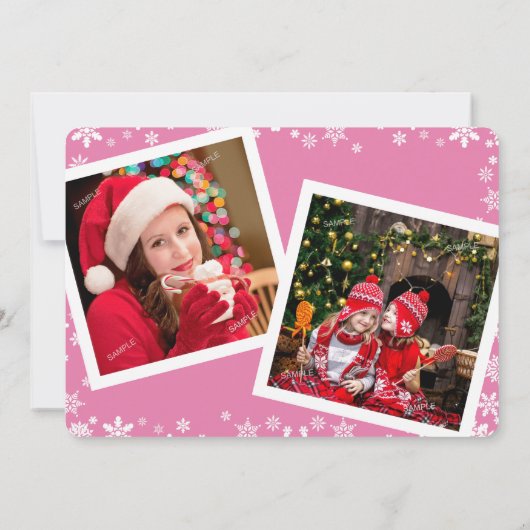 Red Ribbon Foto Collage Weihnachtskarte (Rückseite)