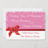 Red Ribbon Foto Collage Weihnachtskarte (Vorderseite)