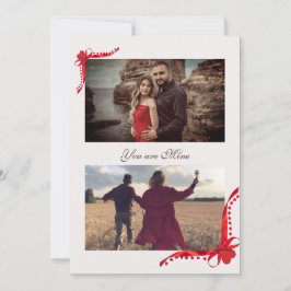 Red Ribbon Foto Frame Holiday Card Dankeskarte