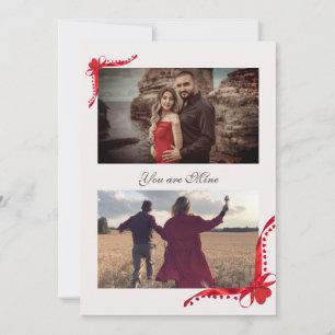 Red Ribbon Foto Frame Holiday Card Dankeskarte