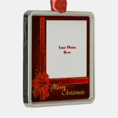 Red Ribbon Foto Frame Silbernes Ornament (Rechts)