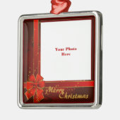 Red Ribbon Foto Frame Silbernes Ornament (Links)