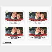 Red Ribbon Foto Save the Date Stickers (Blatt)