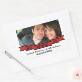 Red Ribbon Foto Save the Date Stickers (Umschlag)