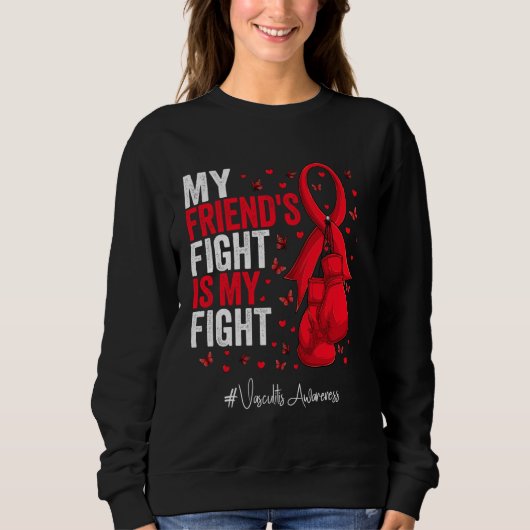 Red Ribbon Friend Vasculitis Bewusstsein Sweatshirt (Vorderseite)