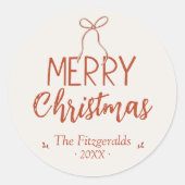 Red Ribbon frohe Weihnachten Custom Runder Aufkleber (Vorderseite)