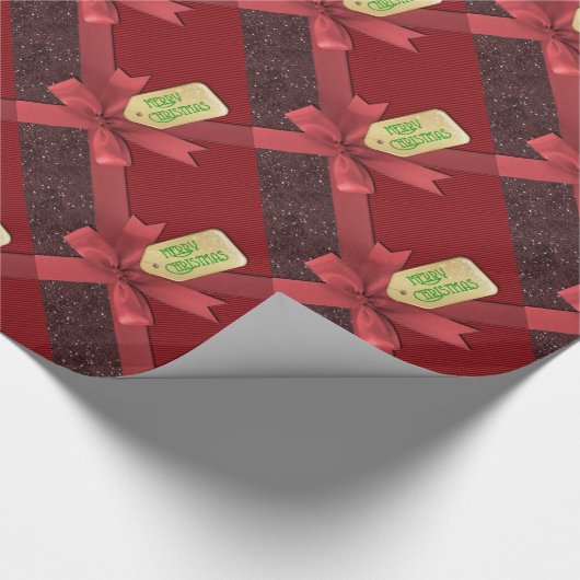 Red Ribbon Frohe Weihnachtswrapping Papier Geschenkpapier (Ecke)