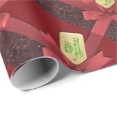 Red Ribbon Frohe Weihnachtswrapping Papier Geschenkpapier (Rolleneckpunkt)